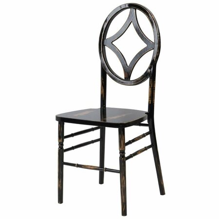 CHESTERFIELD LEATHER Veronique Series Stackable Diamond Wood Dining Chair - Lime Black Wash - 38.75 in. CH2545793